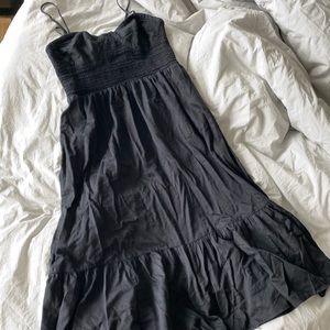 Black Cotton Smocked Dress
